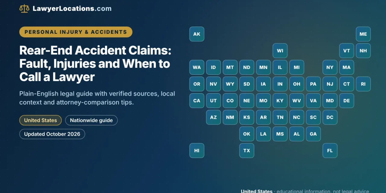 Rear-End Accident Claims: Fault, Injuries and When to Call a Lawyer